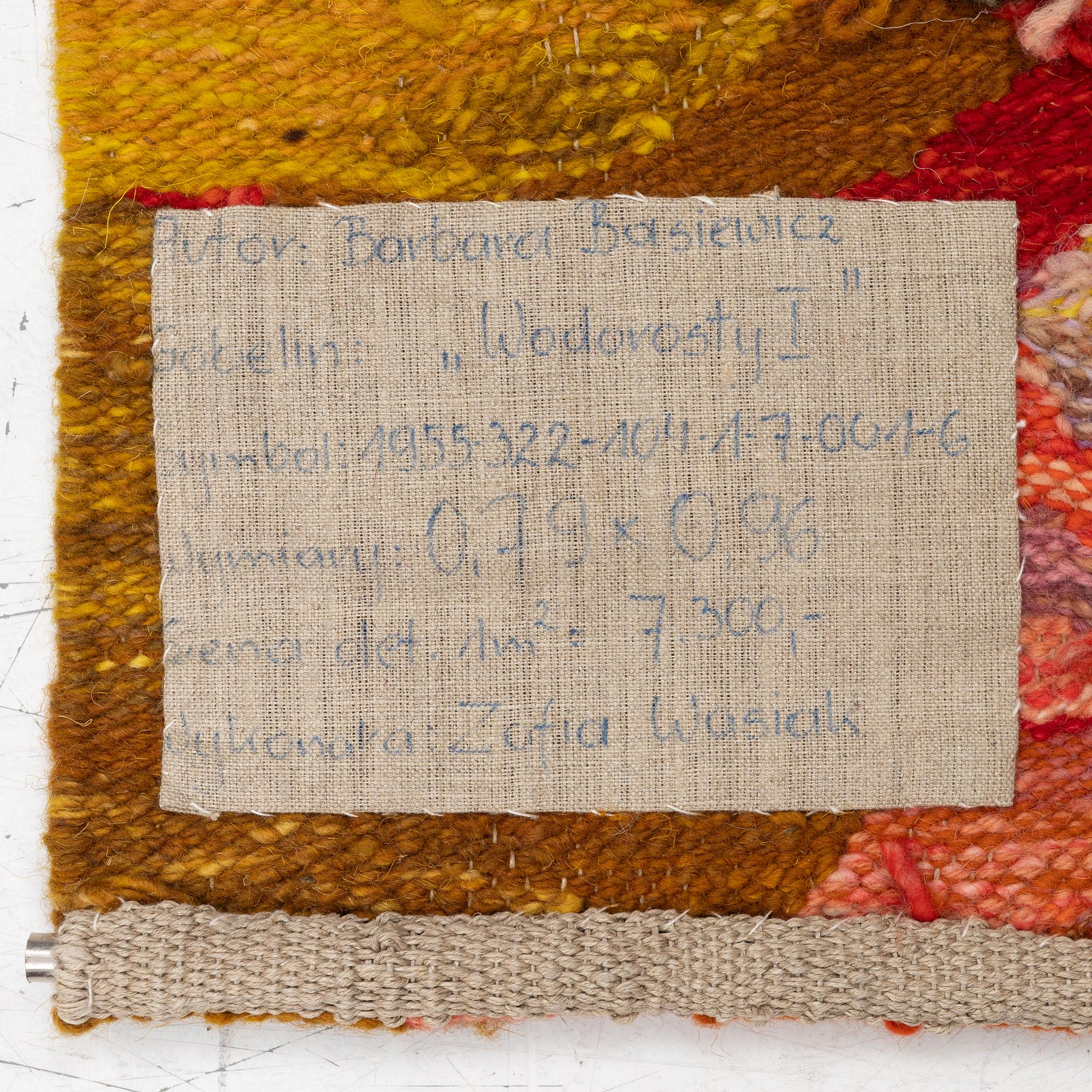 Barbara Basiewicz, tapestry, "Wodorosty I", approx. 96 x 79 cm.