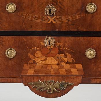 A Gustavian marquetry commode by G. Foltiern (master in Stockholm 1771-1804).