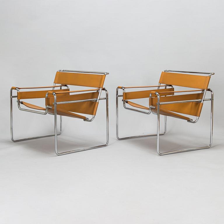 Marcel Breuer, Two "Wassily" armchairs. Gavina, latter part of the 20th century.