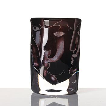 Ingeborg Lundin, an 'Ariel' glass vase, "Faces", Orrefors, Sweden 1975.