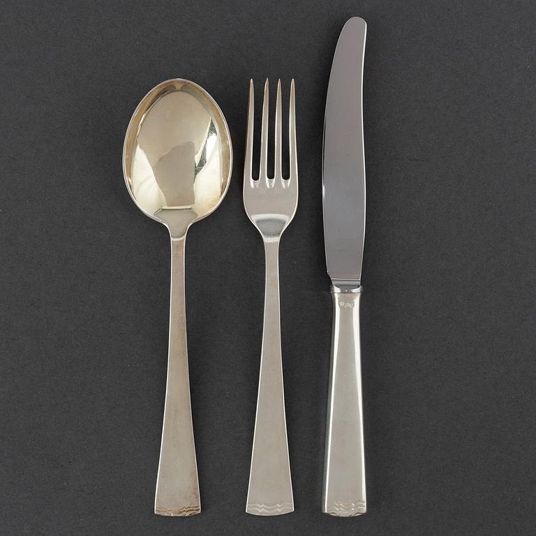 CG HALLBERG and GAB, a part 'Diana' silver cutlery, Stockholm, 1960s (36 pieces).