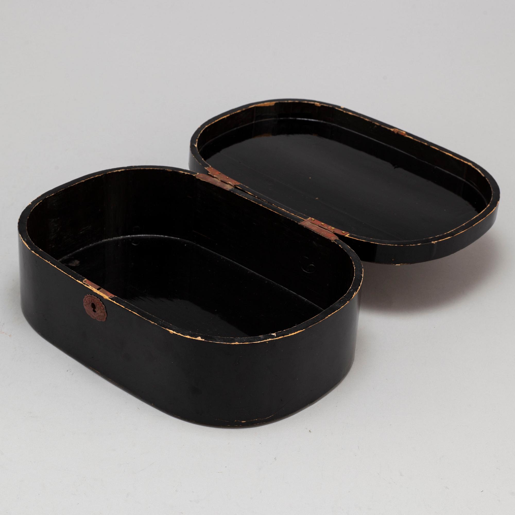 A Japanese tray and lidded box, lacquer, Meiji (1868-1912).