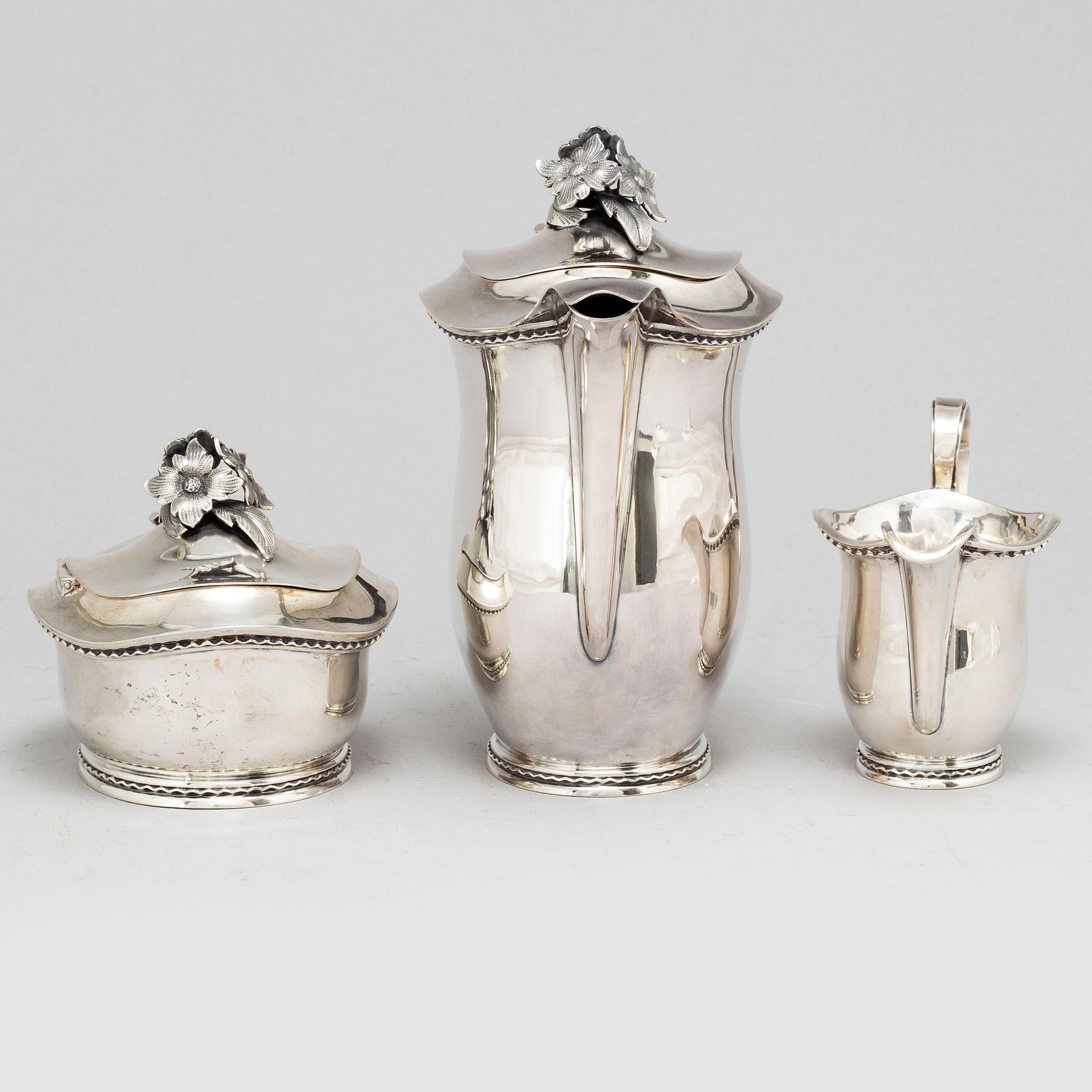 A Swedish mid 20th century silver coffee-set, mark of Eric Råström, Stockholm 1953.