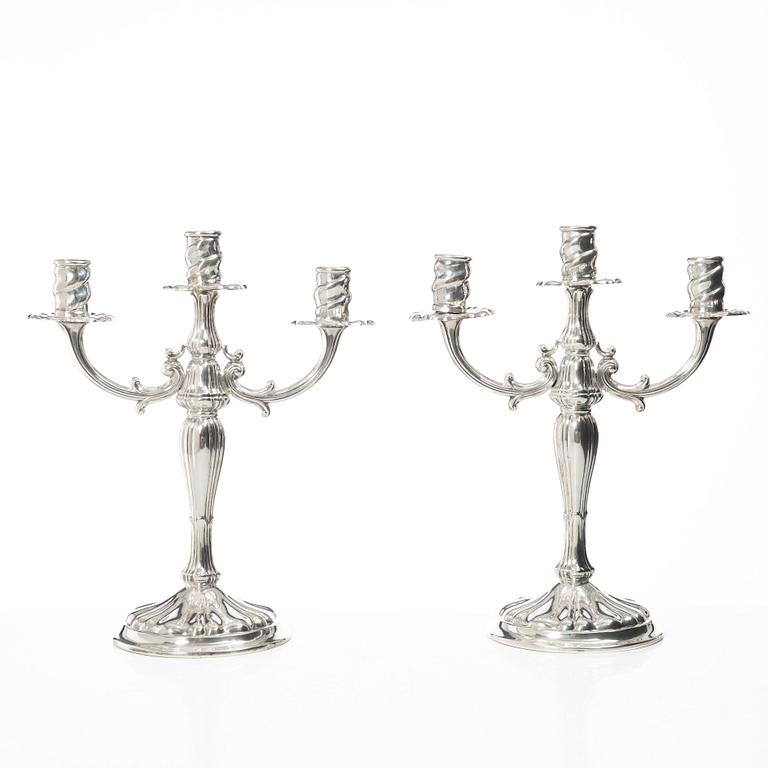 Candelabras, a pair, silver, 20th century.
