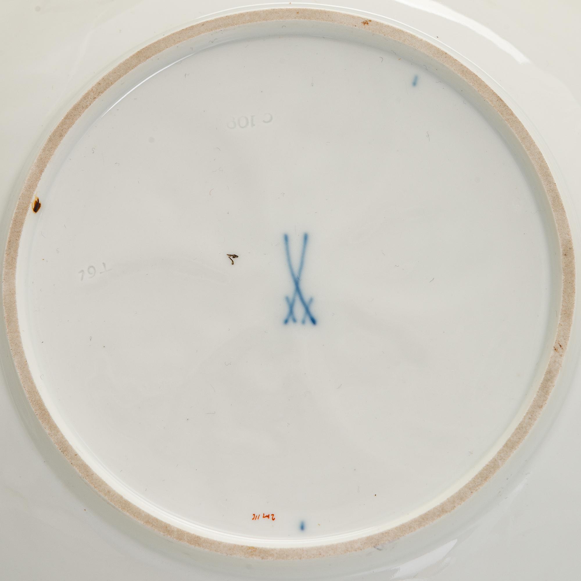 Two late 20th century porcelain Meissen dishes.