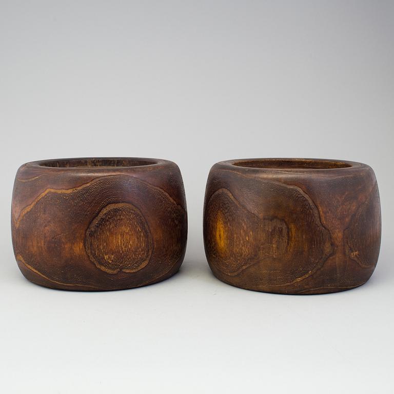 A pair of Japanese wooden flower pots, early 20th Century.