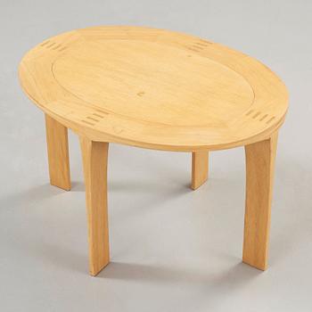 STIG LÖNNGREN, a birch and brown leather sofa and table, Lars Larsson, HI-gruppen, Sweden 1972.