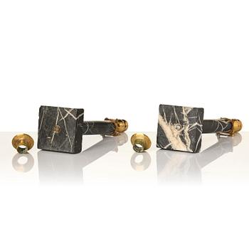 A pair of Gustavian black marble candlesticks.
