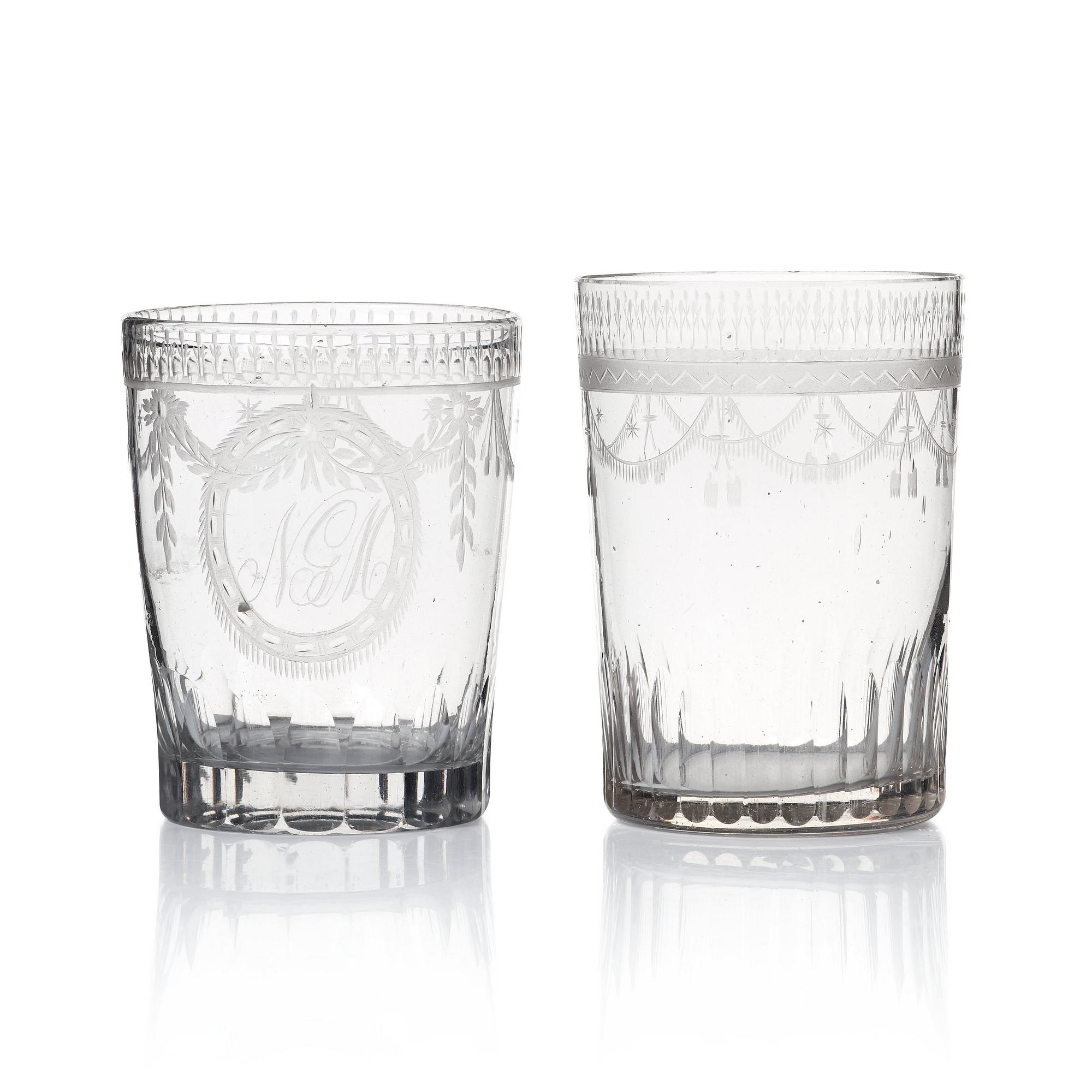 Glas, 10 stycken. Sengustavianska, omkring 1800.
