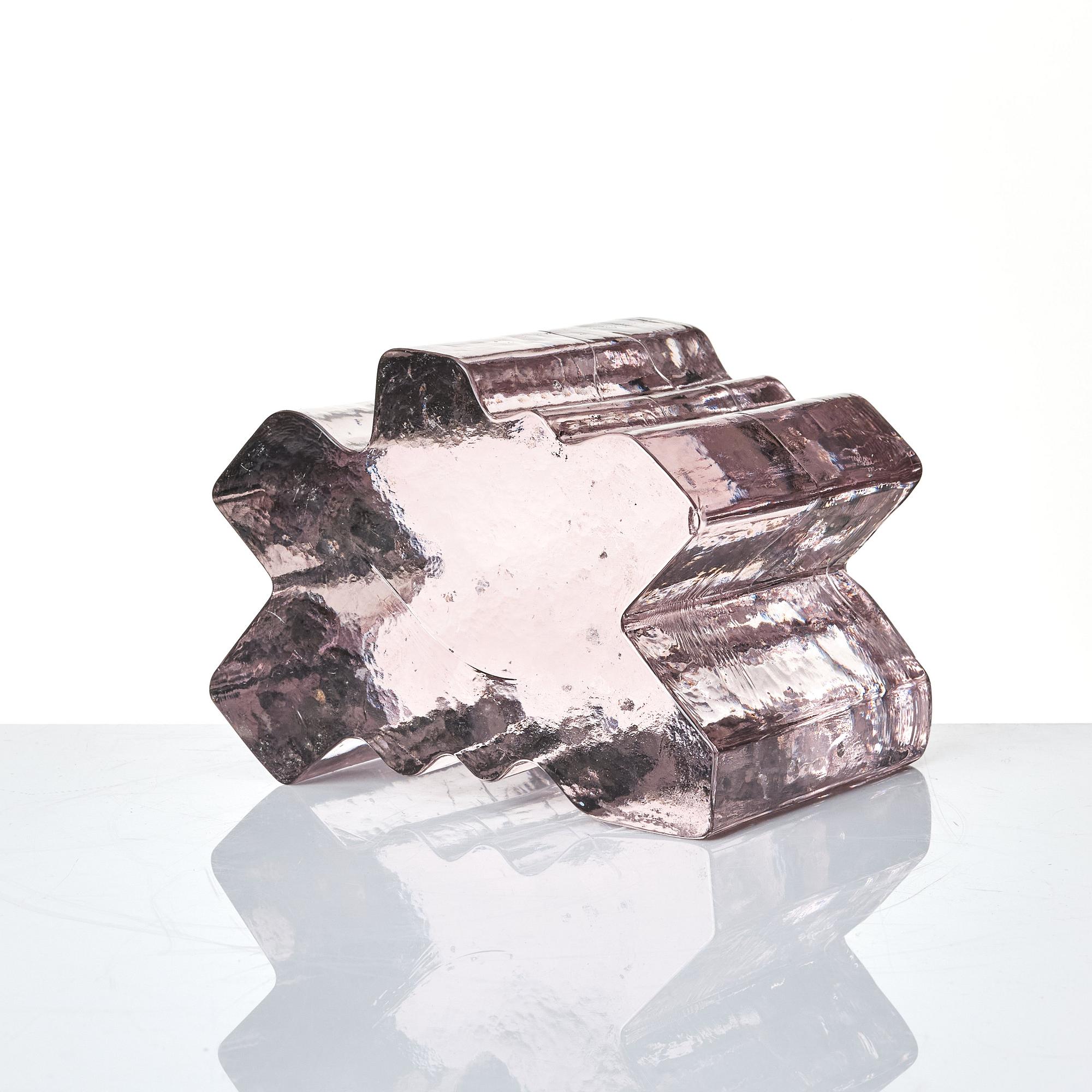 Edvin Öhrström, two cast glass sculptures, Lindshammar glassworks, one dated 1986.