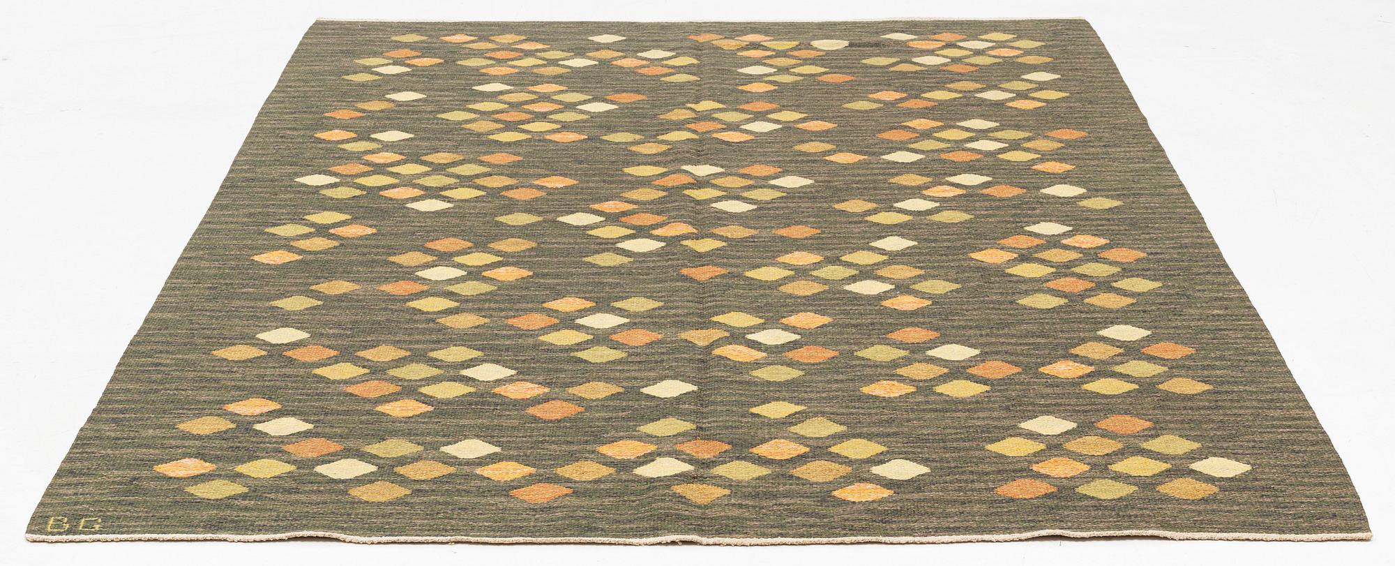 Brita Grahn, a carpet, tapesty weave, approximately 253 x 191 cm, signed BG.