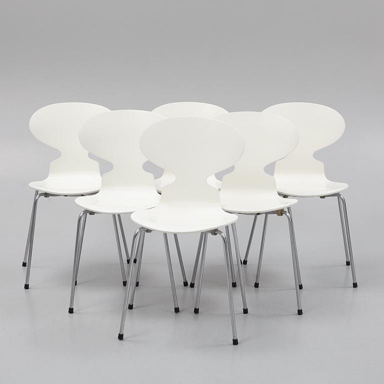 Arne Jacobsen, six 'Ant' chairs, Fritz Hansen, Danmark.