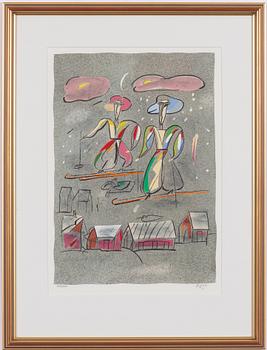 Madeleine Pyk, "Tusen dagar och en dröm", mapp med fyra färglitografier samt bok.