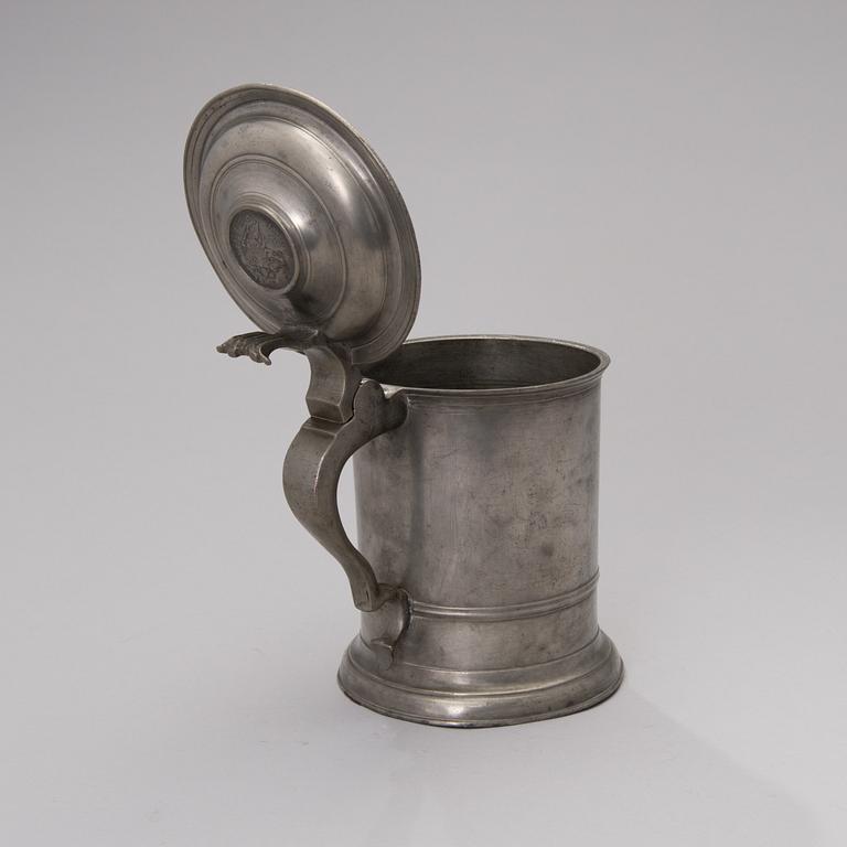 A FINNISH PEWTER TANKARD, Johan Lindblad, Turku 1861.