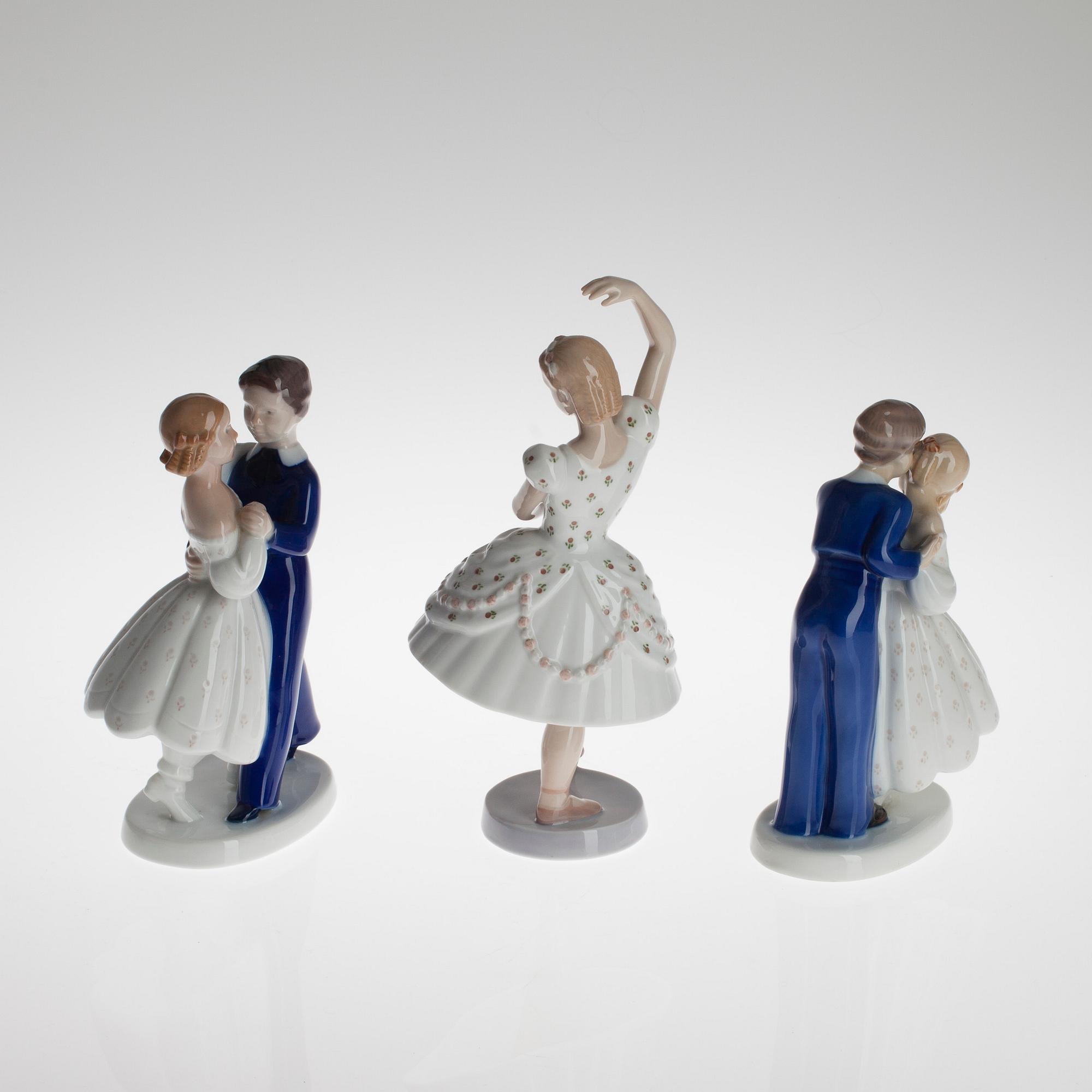 FIGURINER, 3 st, porslin, Bing & Gröndahl, 1900-tal.