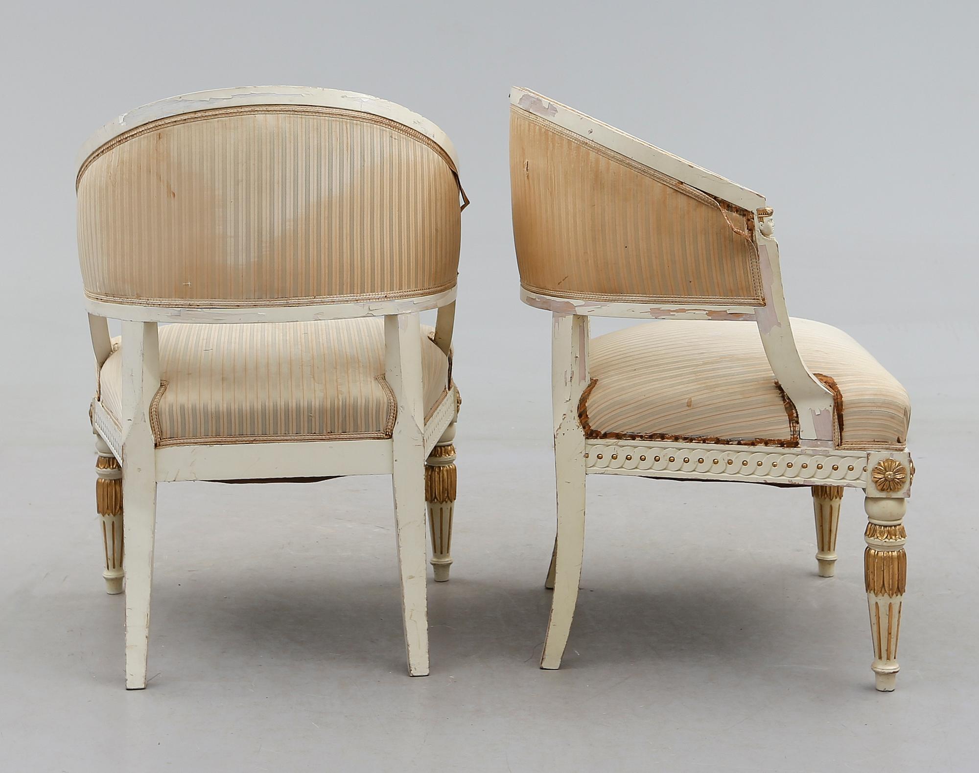KARMSTOLAR, 1 par, gustaviansk stil, 1900-talets första hälft.