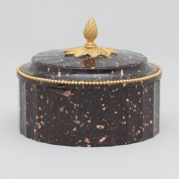 A Swedish Empire 19th century porphyry butter box.