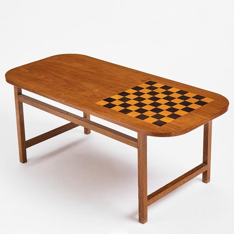 Josef Frank, a mahogany table with inlaid chessboard model "B 552", Firma Svenskt Tenn, 1940s-50s.