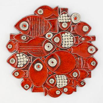 Britt-Louise Sundell, wall plate, stoneware, Gustavsberg 1960s.