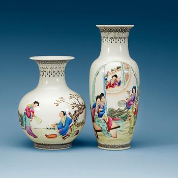 1793. Two famille rose vases, Republic, first half of 20th Century.