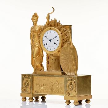 A French Empire 19th century gilt bronze mantel clock by Rieussec.