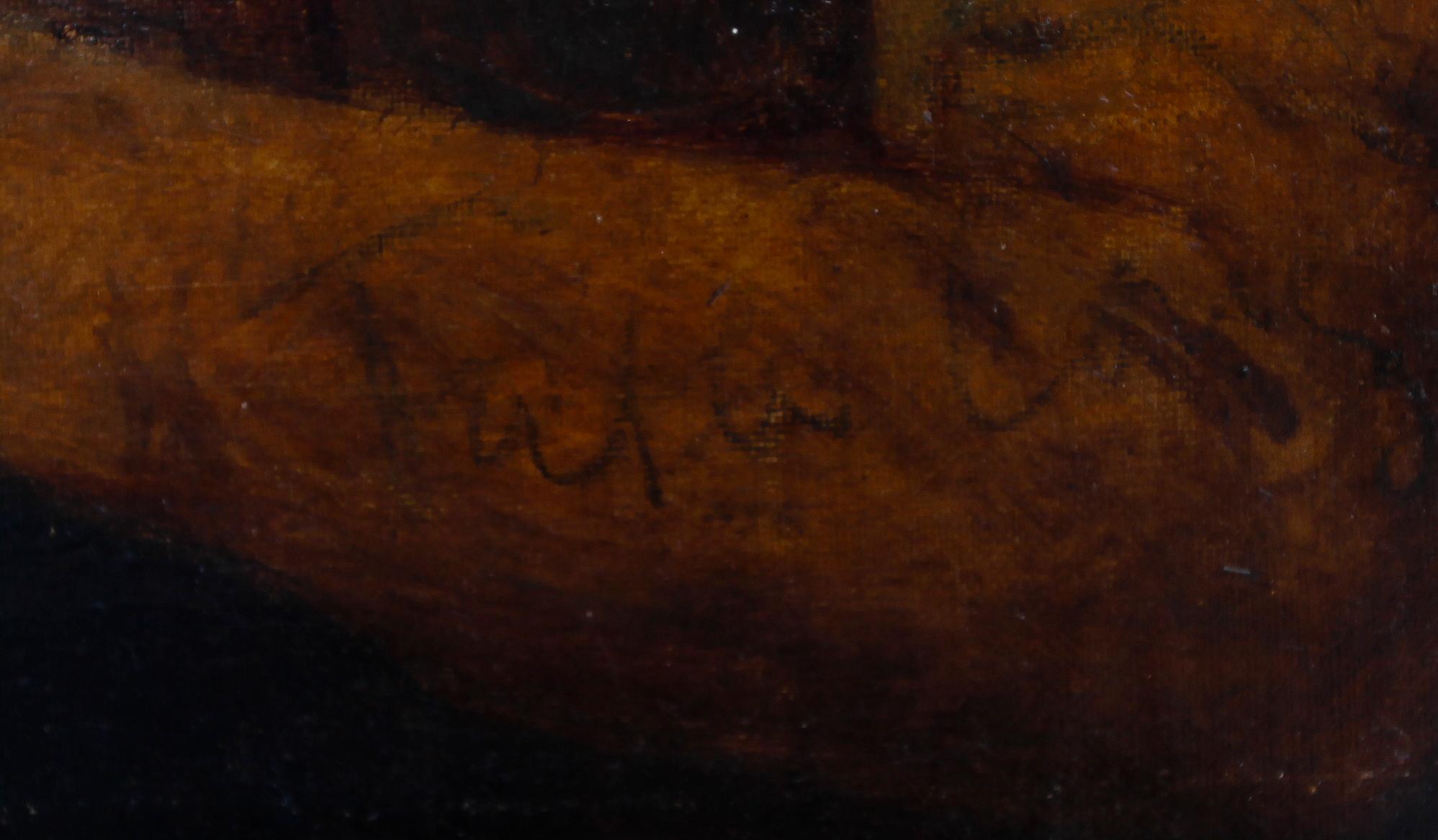 OKÄND KONSTNÄR, olja på duk, otydligt signerad 1800-tal.