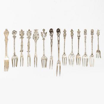 Cutlery, 30 pieces, silver, including Sweden, 19th century.