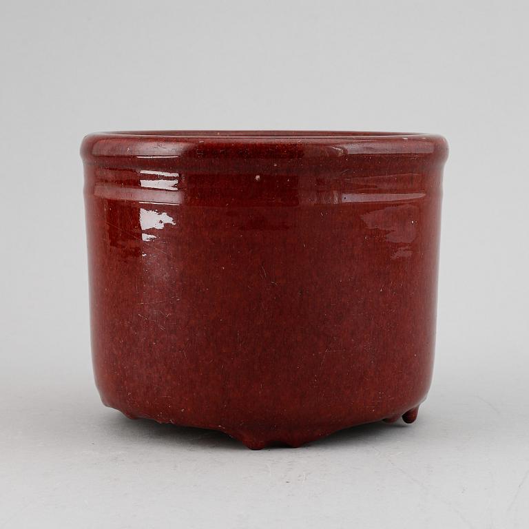 A sang de boef glazed censer/flower pot, China, early 20th Century.