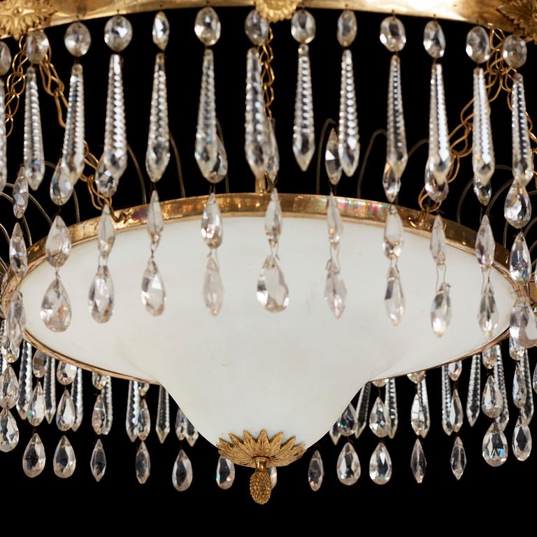 A late Gustavian around year 1800 6-light chandelier.