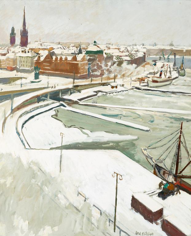 Axel Nilsson, "Slussen i snö".