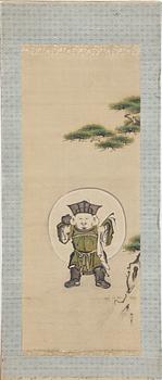 OKÄND KONSTNÄR, blandteknik på textil. Japan, omkring 1900.