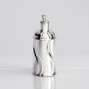 A Swedish 18th century silver tea caddy, restamped Claes Christian Carlén, Borås 1844.