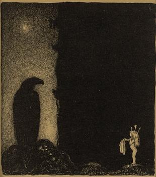 John Bauer, lithograph, from: "Troll", signed B in the print.