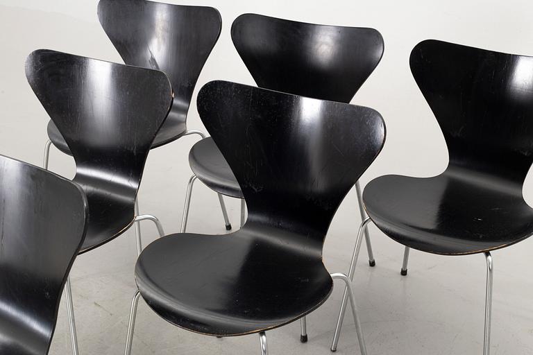 ARNE JACOBSEN, STOLAR, 6 st, "SJUAN" för Fritz Hansen 1973.