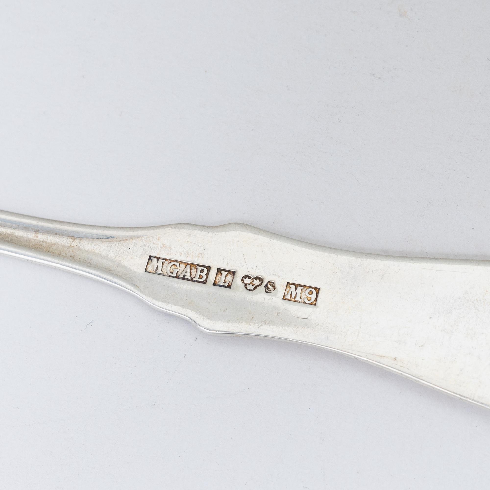 Eric Löfman, bestickservis, 38 delar, silver, modell "Uppsala", MEMA, bl.a. Eskilstuna 2003.