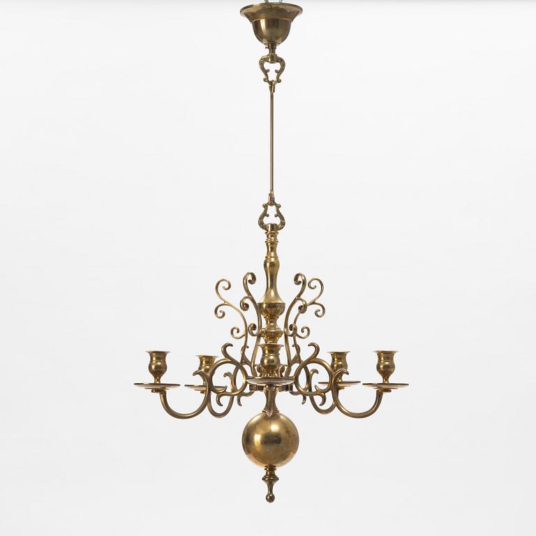 A Baroque style brass chandelier model no 205, Skultuna, 2002.