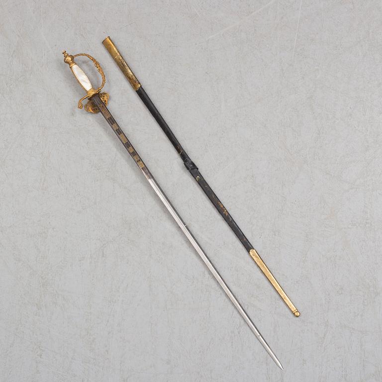 A small sword from the United Kingdoms of Sweden and Norway, second half of the 19th century.