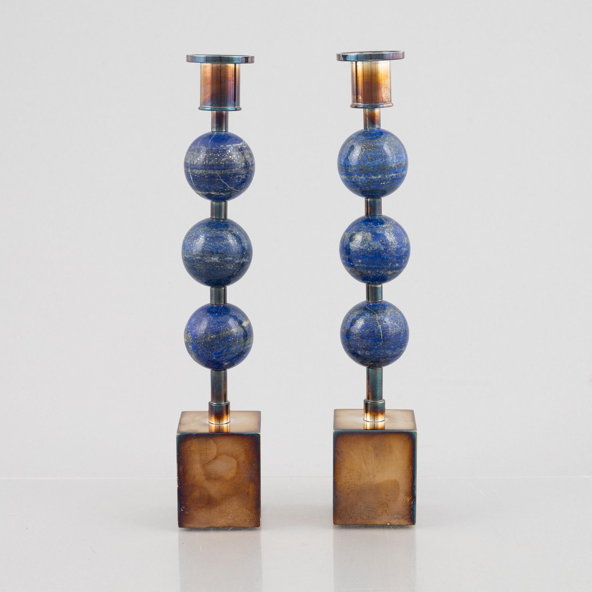 Sigurd Persson, candlesticks, a pair, "Three Balls", Svenskt Tenn.