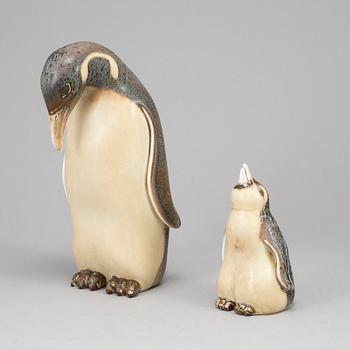 GUNNAR NYLUND, two penguine stoneware figurines from Rörstrand.