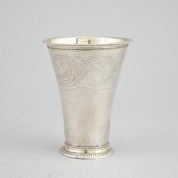 A Swedish 18th century parcel-gilt silver beaker, mark of Niclas Ljungberg, Orebro 1765.