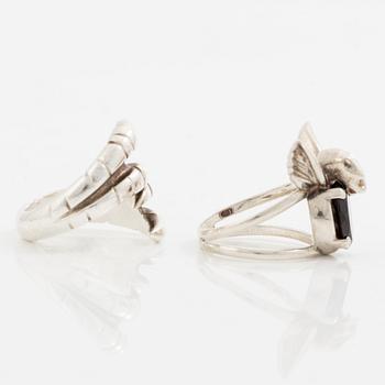 Maria Nilsdotter, ringar, två stycken, silver, "gargoyle ring" och "claw ring double".