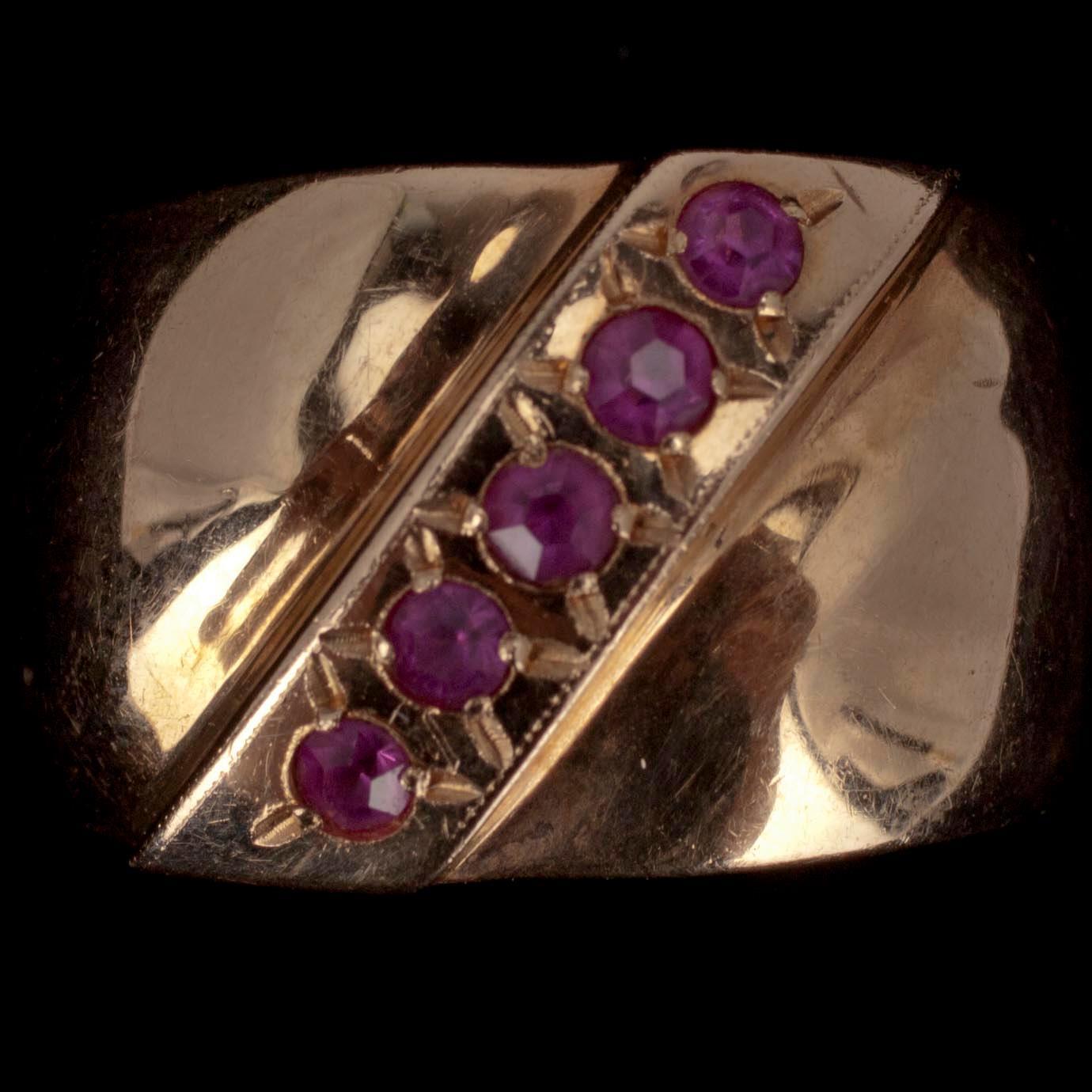 RING, guld 583, syntetiska safirer, sovjetiska stämplar. Vikt 6,2 g.