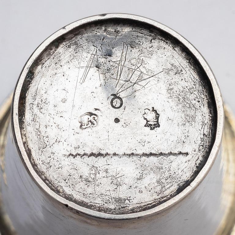 A Swedish early 18th century parcel-gilt silver beaker, mark of Salomon Feiff, Stockholm 1704.