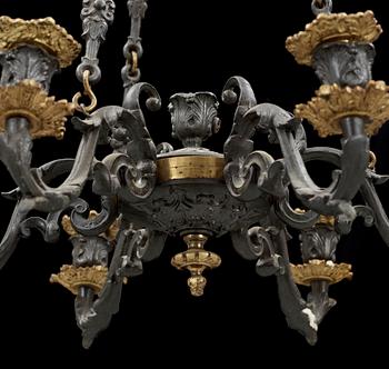 TAKKRONA, metall, senempire/nyrokoko, 1800-talets andra hälft. H 71.