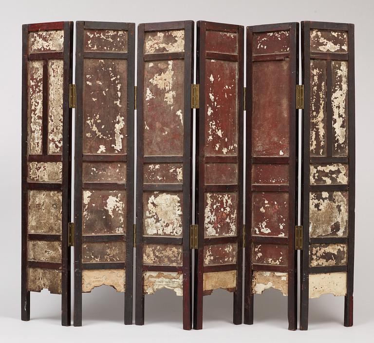 A six fold screen, Qing dynasty, 19th Century.