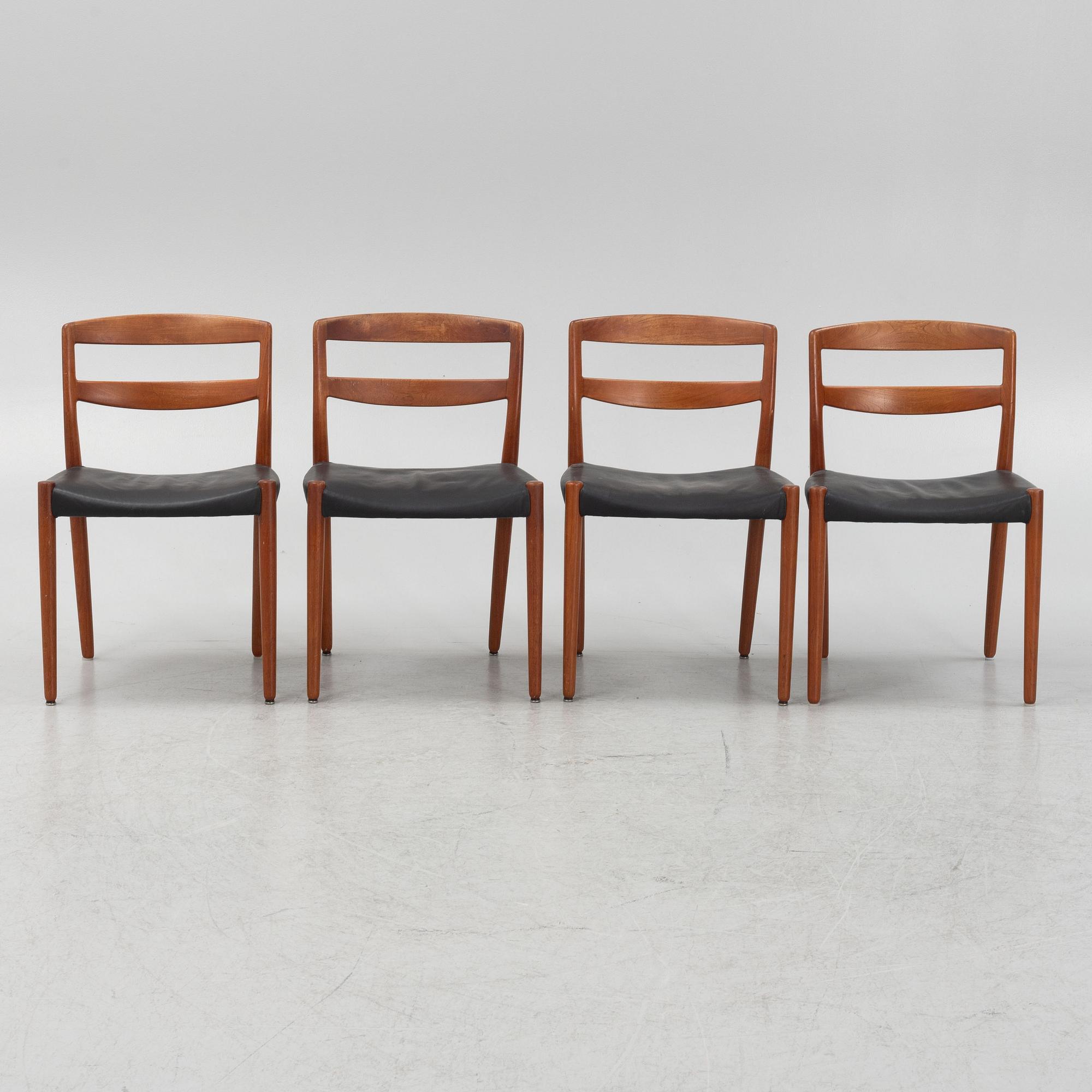 Bender Madsen & Ejner Larsen, a set of four chairs, Willy Beck, Denmark, 1960's.