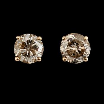 ÖRHÄNGEN, 1 par, 14K guld, briljantslipade diamanter tot ca 0.40 ct.