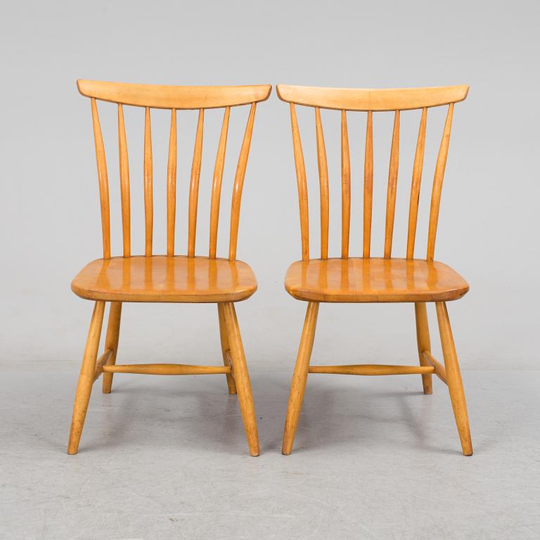 a pair of birch and beech chairs, Åkerblom, second half of the 20th century.