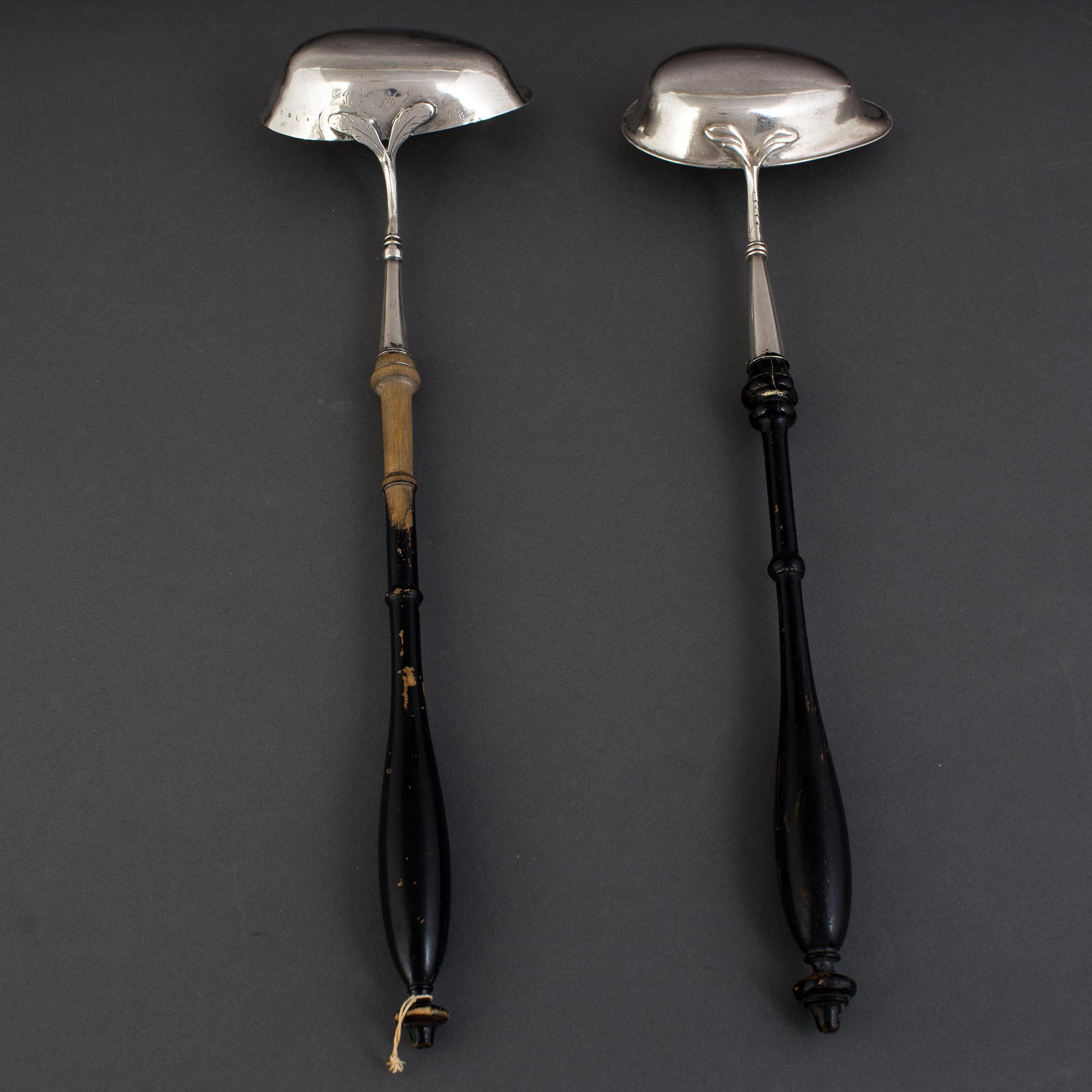 a pair of Soup ladles,  silver, 19th century.