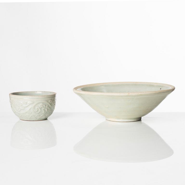 A Qingbai cup and bowl, Song Dynasty (960-1279).